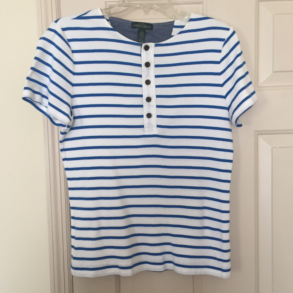 Ralph Lauren Striped T-shirt with button detail